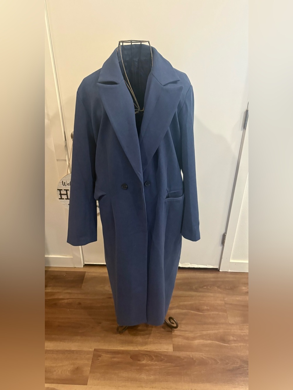 Women's Double-Breasted Navy Trench Coat